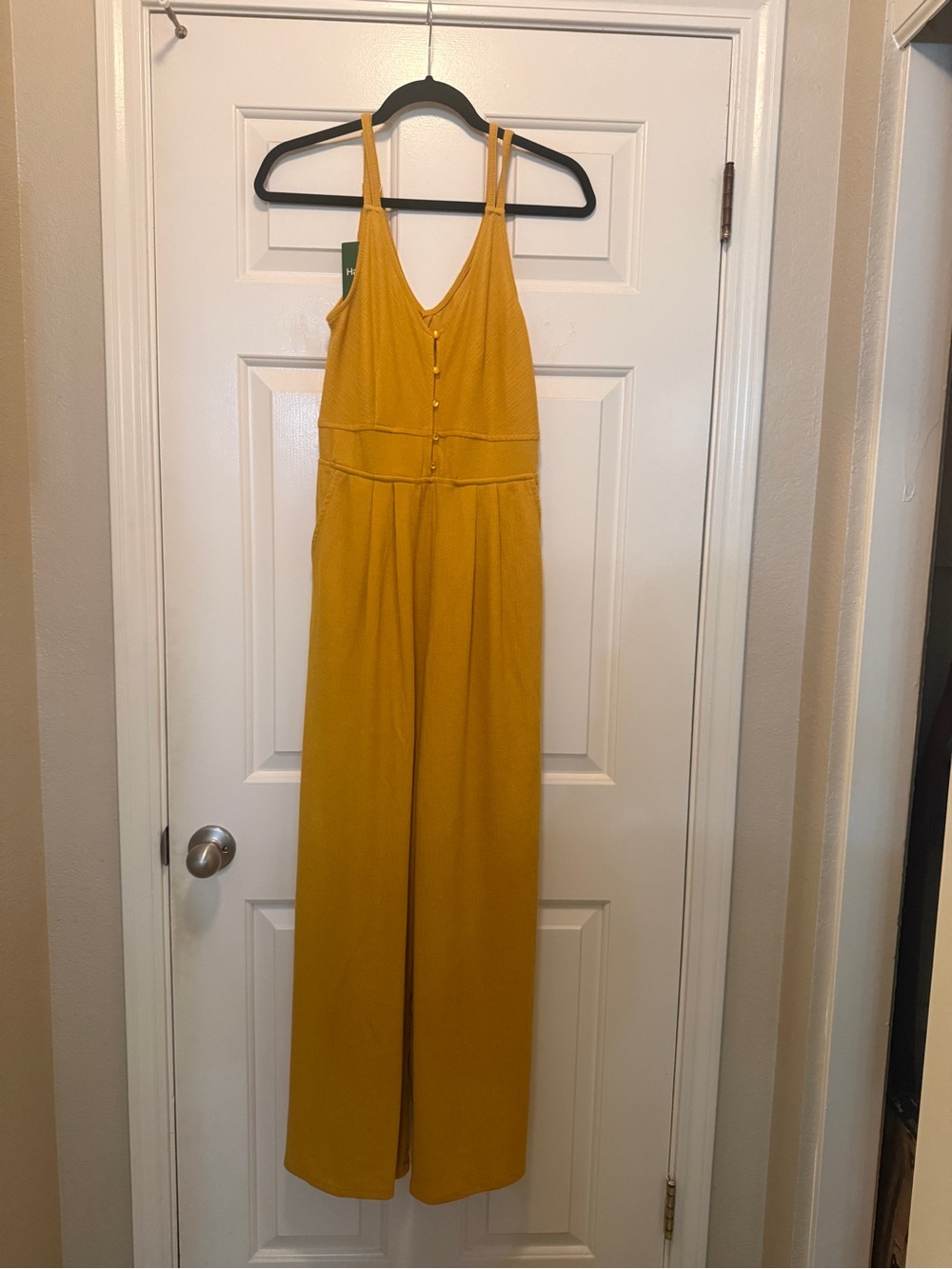 HALARA Mustard Yellow Wide-Leg Button-Front Jumpsuit